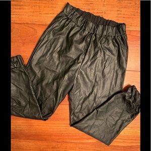 Oroblu made in Italy faux leather elastic waist jogger